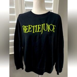 Beetlejuice Movie Black Neon Green Puff‎ Graphic Sweatshirt Size L Halloween